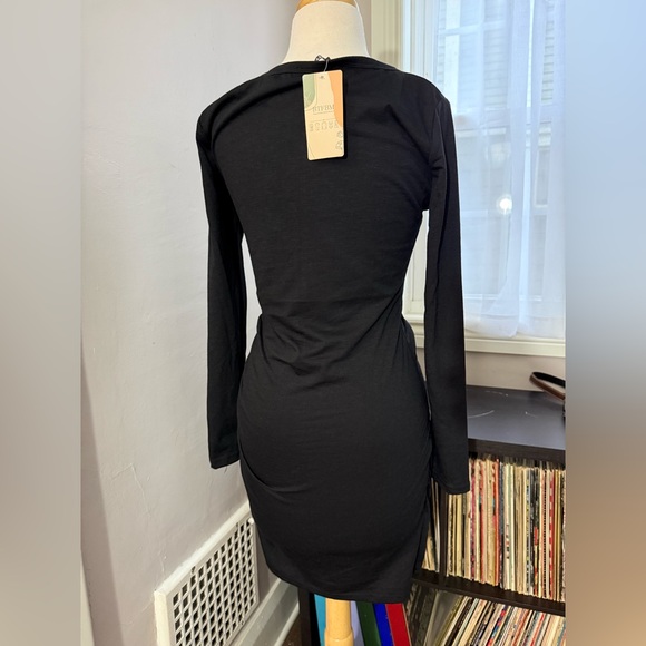 BTFBM Black Ruched Asymmetrical  Bodycon Mini Dress – NWT Size Small - Picture 8 of 13